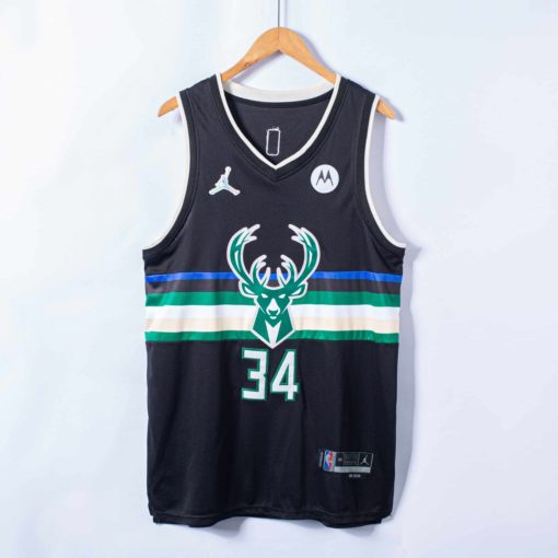 Giannis Antetokounmpo 34 Bucks 2022 Black Statement Edition Jersey