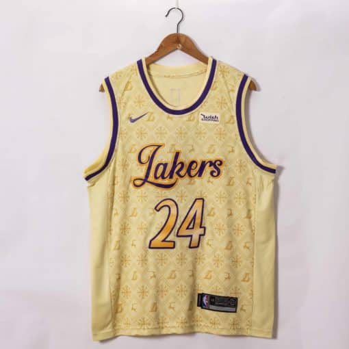 Kobe Bryant 24 Los Angeles Lakers Gold Christmas Edition Jerseys