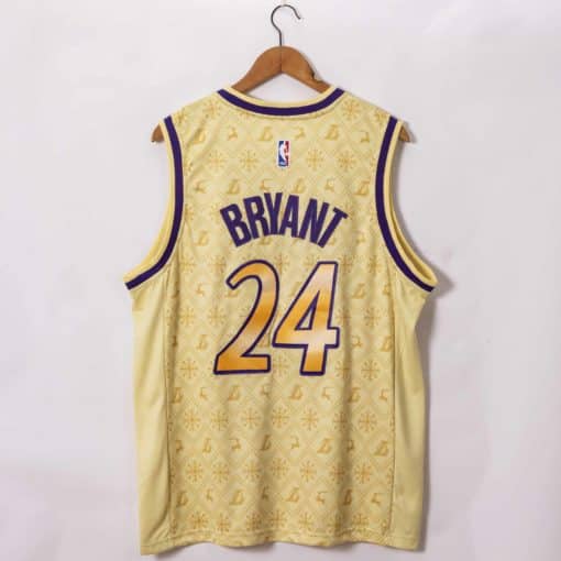 Kobe Bryant 24 Los Angeles Lakers Gold Christmas Edition Jerseys back