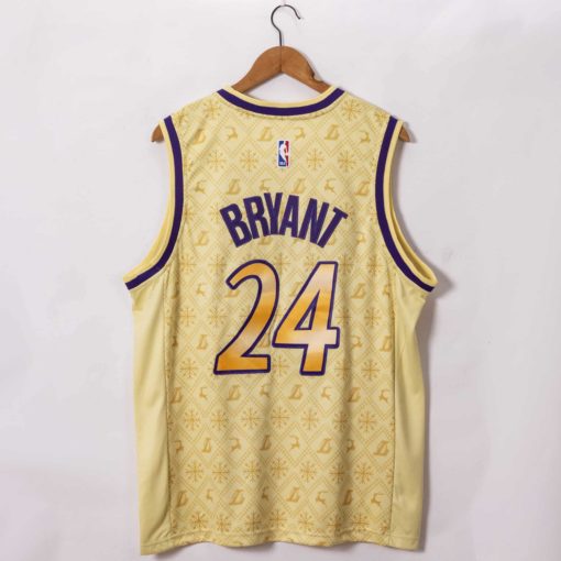 Kobe Bryant 24 Los Angeles Lakers Gold Christmas Edition Jerseys back