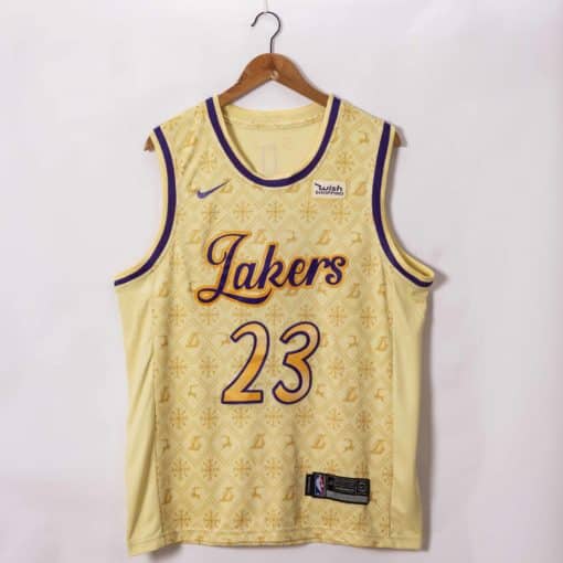 LeBron James #23 Los Angeles Lakers Gold Christmas Edition Jerseys