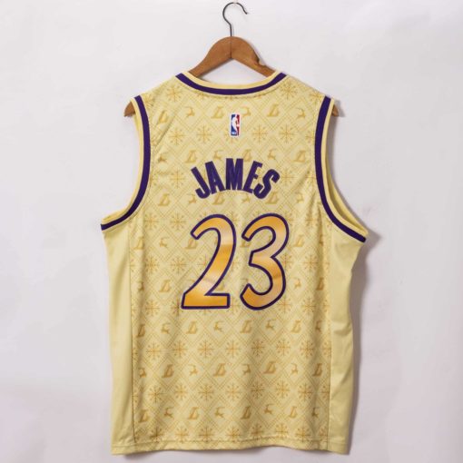 LeBron James #23 Los Angeles Lakers Gold Christmas Edition Jerseys back