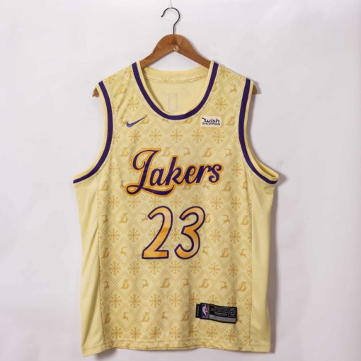 LeBron James #23 Los Angeles Lakers Gold Christmas Edition Jerseys