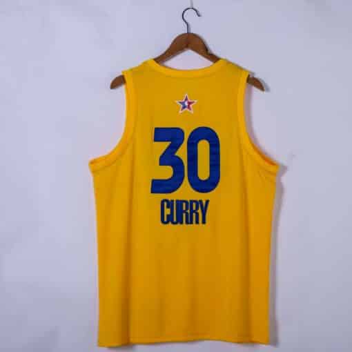 Stephen Curry 30 Golden State Warriors Yellow 2021 All Star Game Jersey back