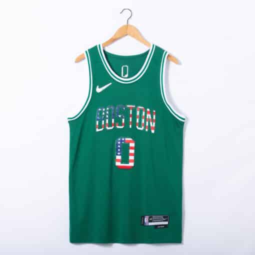 Jayson Tatum 0 Boston Celtics 2022 USA Flag Green Icon Swingman Jersey