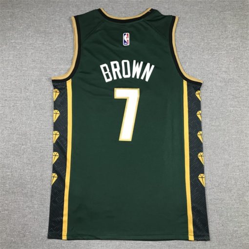 Jaylen Brown 7 Boston Celtics 2022-23 Green City Edition Jersey back