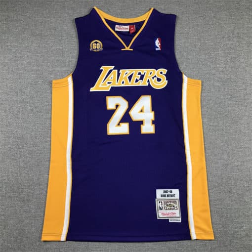 Kobe Bryant 24 Los Angeles Lakers 2007-08 Purple Jersey