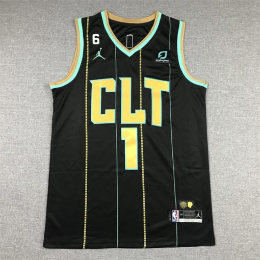 LaMelo Ball 1 Charlotte Hornets Black 2022-23 City Edition Swingman Jersey