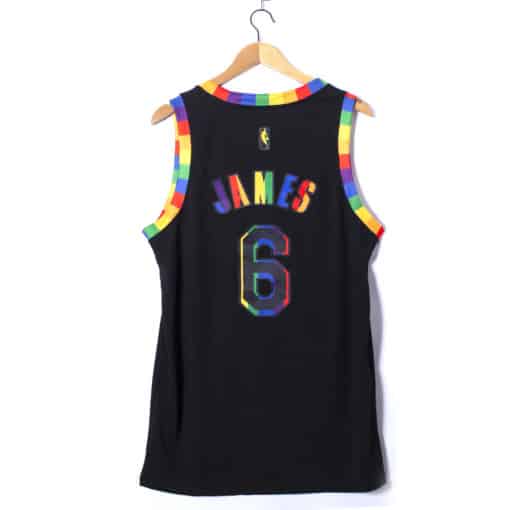 LeBron James 6 Los Angeles Lakers Pride 2022-23 Black Rainbow Jersey1
