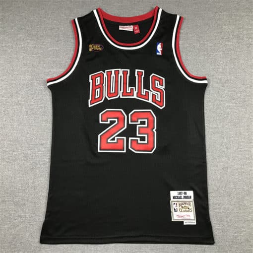 Michael Jordan Chicago Bulls Road Black NBA Finals 1997-98 Jersey
