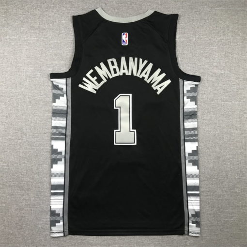 Victor Wembanyama #1 San Antonio Spurs Black Jersey Statement Edition 2023 NBA Draft back