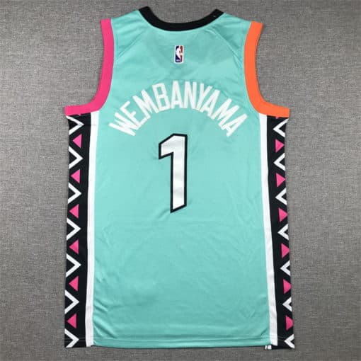 Victor Wembanyama #1 San Antonio Spurs Turquoise Jersey City Edition 2023 NBA Draft back