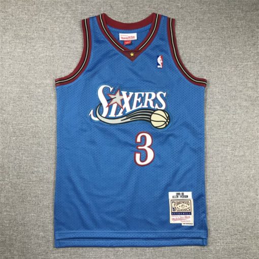 Allen Iverson Philadelphia 76ers Blue 1999-00 Hardwood Classics Jersey front