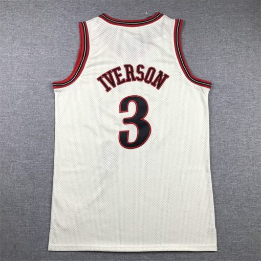 Allen Iverson Philadelphia 76ers Cream Chainstitch Swingman Jersey back