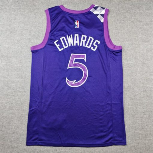 Anthony Edwards Minnesota Timberwolves Purple City Edition Jersey back