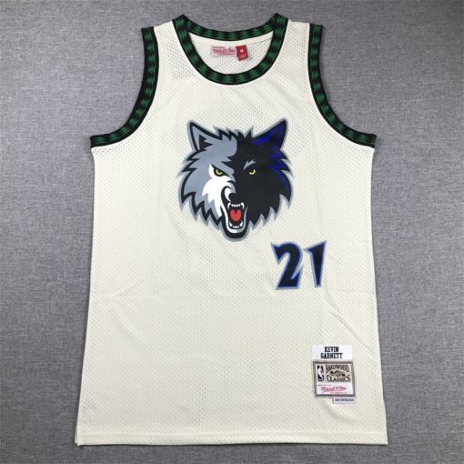 Kevin Garnett Minnesota Timberwolves Chainstitch Swingman Jersey - Cream