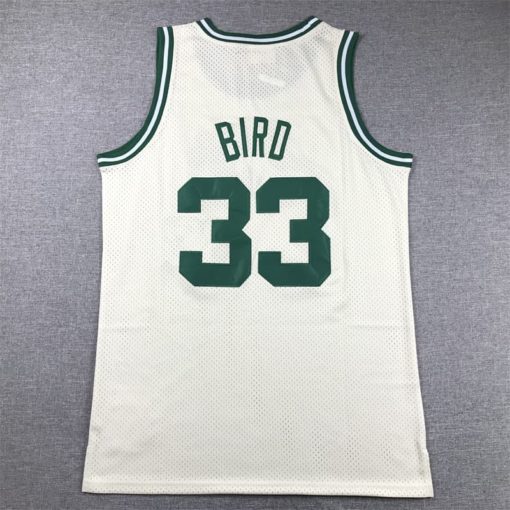 Larry Bird Boston Celtics Chainstitch Swingman Jersey - Cream back