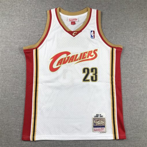 LeBron James #23 Cleveland Cavaliers 2003-4 White Jersey front